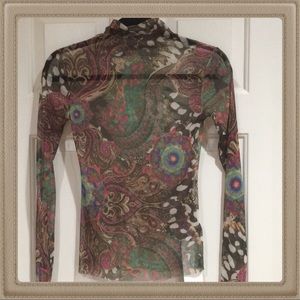 Designer inspired long sleeve turtleneck tule top